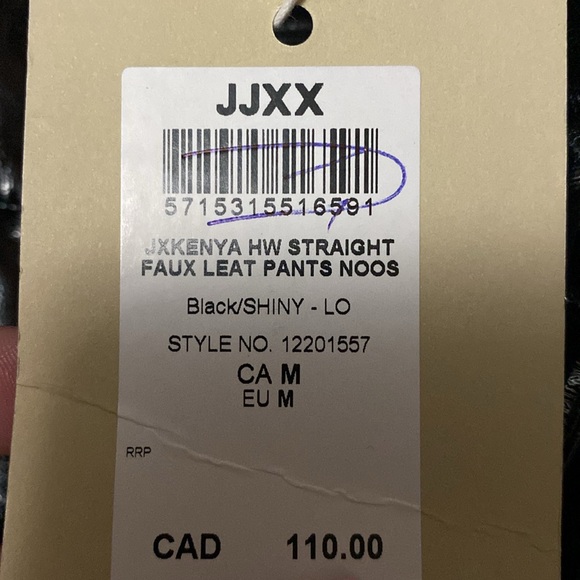 NWT HW JJXX faux Latex Style Pants - Picture 7 of 7